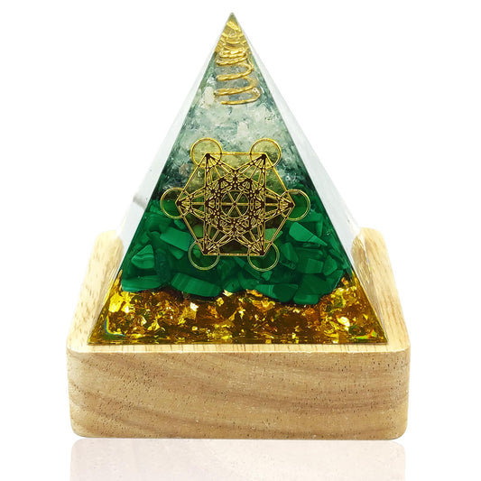 XQIGI Orgone Pyramid Malachite Stone Handmade Orgonite Crystal Pyramid Unicursal Hexagram for Positive Vibe, Anti-Stress, Spirit Pysical Health, Meditation Decorative Ideal Gift for Women