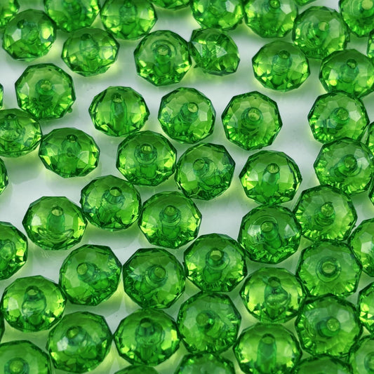 YHYPOCI 400pcs 8mm Acrylic Crystal Beads, Faceted Rondelle Acrylic Spacer Beads for Wind Chimes Bracelet Necklace Earring Keychain Jewelry Making DIY Crafts(Green)