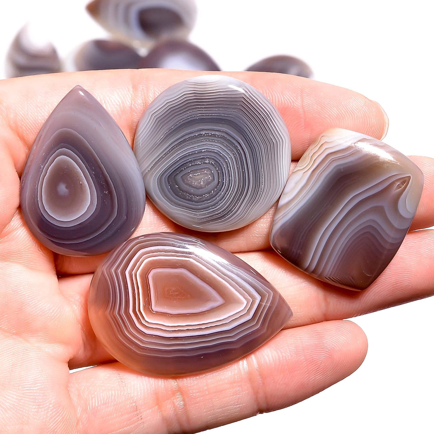 3pcs Natural Botswana Agate Gemstone Wholesale Cabochons Lot, Jewelry Making Loose Gemstone, Polished Home Decor Specimen, DIY, Wire Wrapping, Reiki, Healing Crystals, Bulk Gemstone Deal