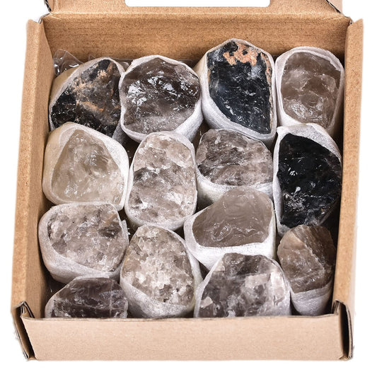 JIC Gem 12-16Pcs 0.7 Lbs irregular shape unpolished raw Madagascar natural Smoky Quartz Crystals and Healing Stones,0.32KG Gemstone Crystal Bulk rough Stones