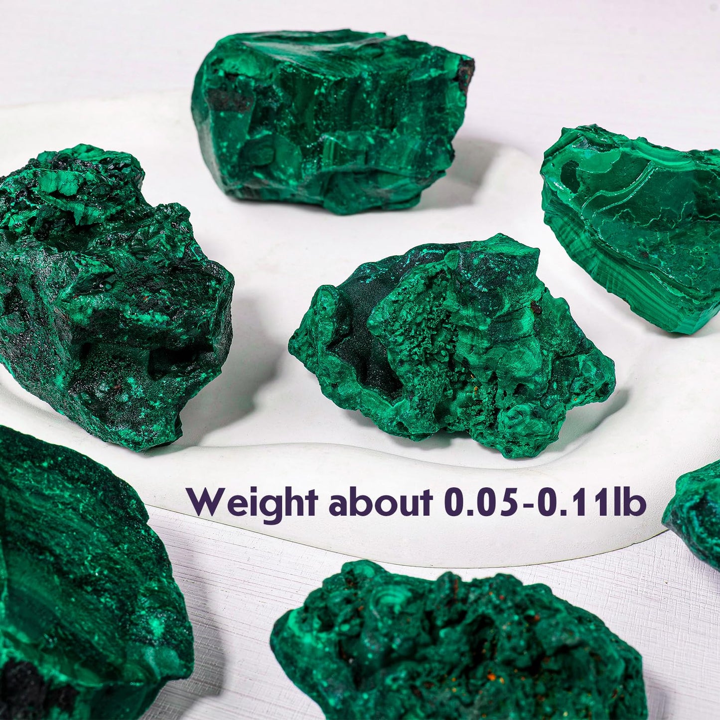 Apengshi Natural Malachite Crystal Stone 0.05-0.11lb Raw Malachite Stone Irregular Rough Malachite Mineral Specimen Original Shape Healing Crystal Gem Worry Relief Stress with Gift Box