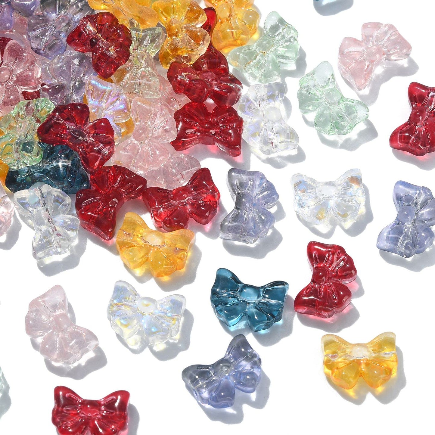 LiQunSweet 100 Pcs Handmade Lampwork Bowknot Beads Crystal Glass Beads for Women DIY Craft Bracelet Earring Necklace Jewelry Making