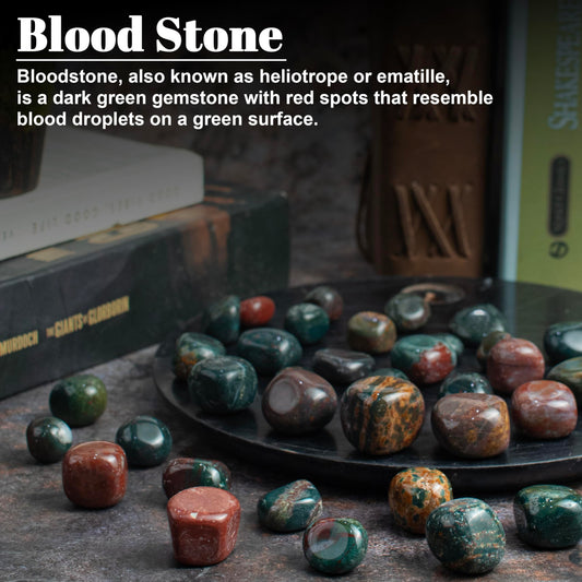 Crocon® 1LB Bloodstone Tumbled Stones and Crystals bulk 2000+ Carats Natural Crystal Kit for Reiki Healing Crystal Polished, Tumble Stones, Chakra Balancing, Reiki Gift, Home Decor Size : 2025 mm