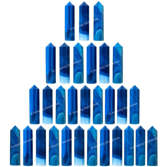 Amazing Gemstone Blue Onyx Crystal Points Bulk Healing Crystals & Stones - Pack of 3 Single Terminated Healing Wand Point Bulk Crystals for Crafts, Crystal Grid, DIY Work - Premium Crystals
