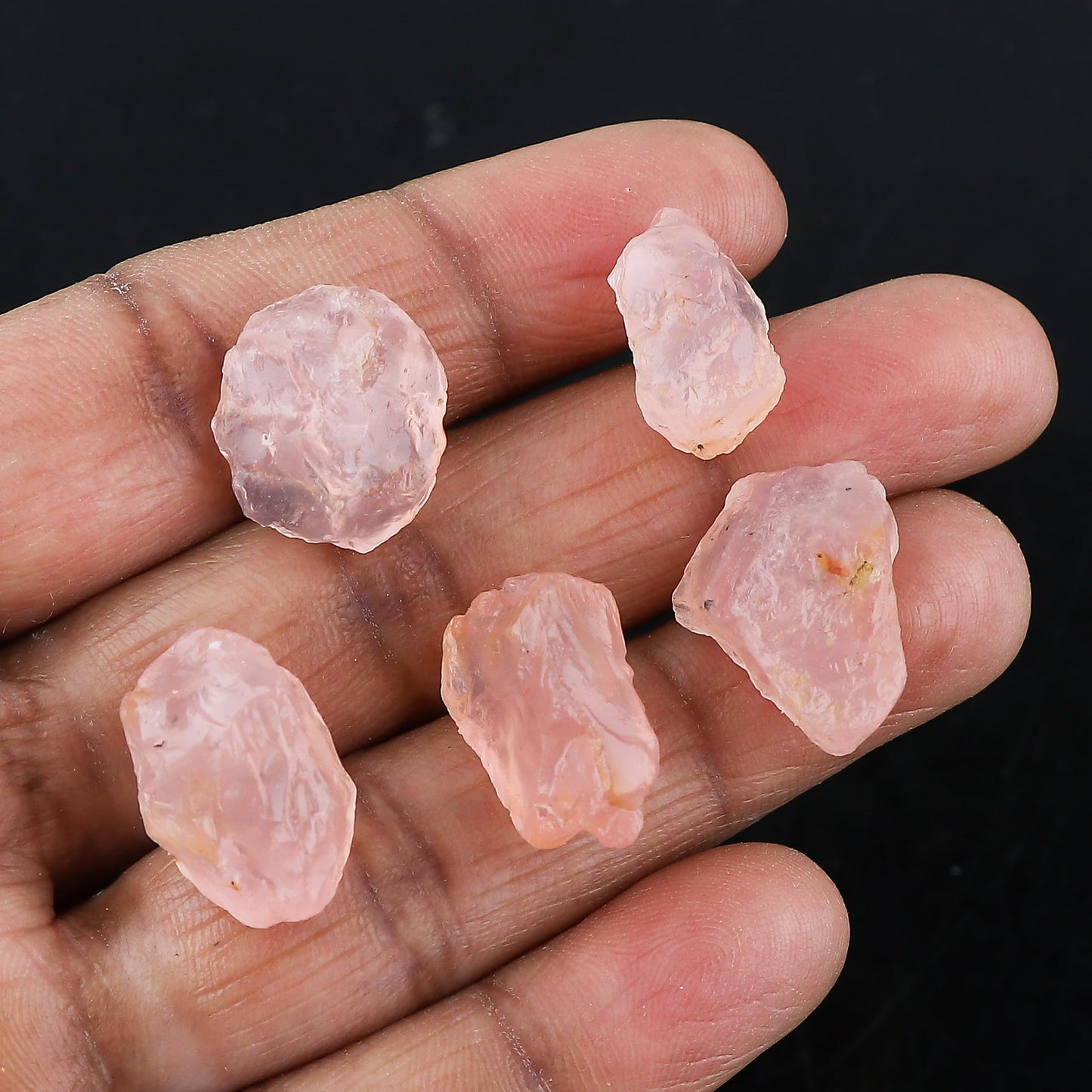 CRYSTALINES 5pcs Wholesale Natural Raw Pink Crysolite Quartz Gemstone, Untreated Rough Stone, Bulk Loose Supplies, DIY Crafts-Jewelry Making, Wire-Wrapping, Gem Collection
