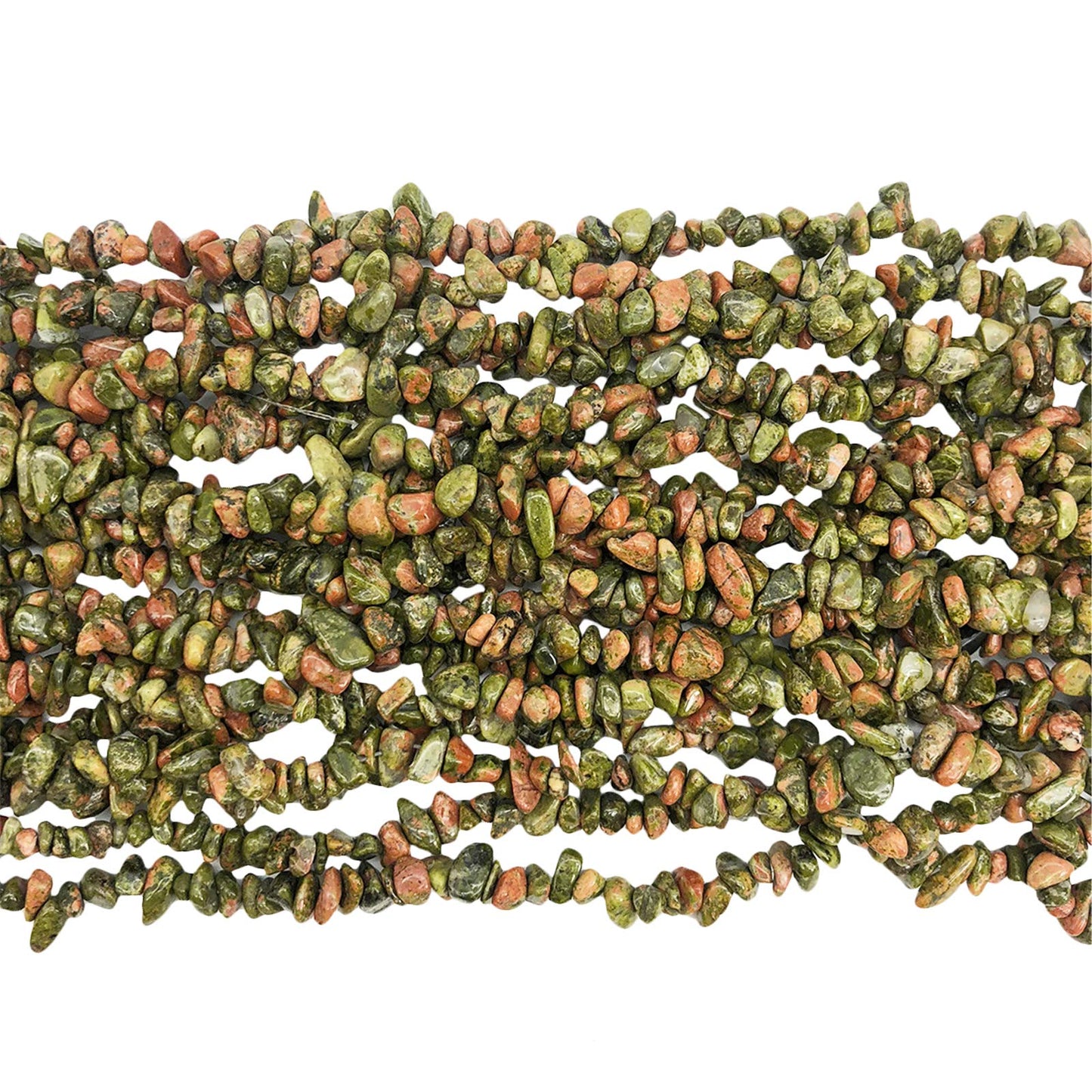 Fekuar 64" Irregular Tumbled Unakite Chip Beads for Jewelry Making, Healing Crystal Drilled Loose Bead Strand DIY Craft Supplies, 5-8mm