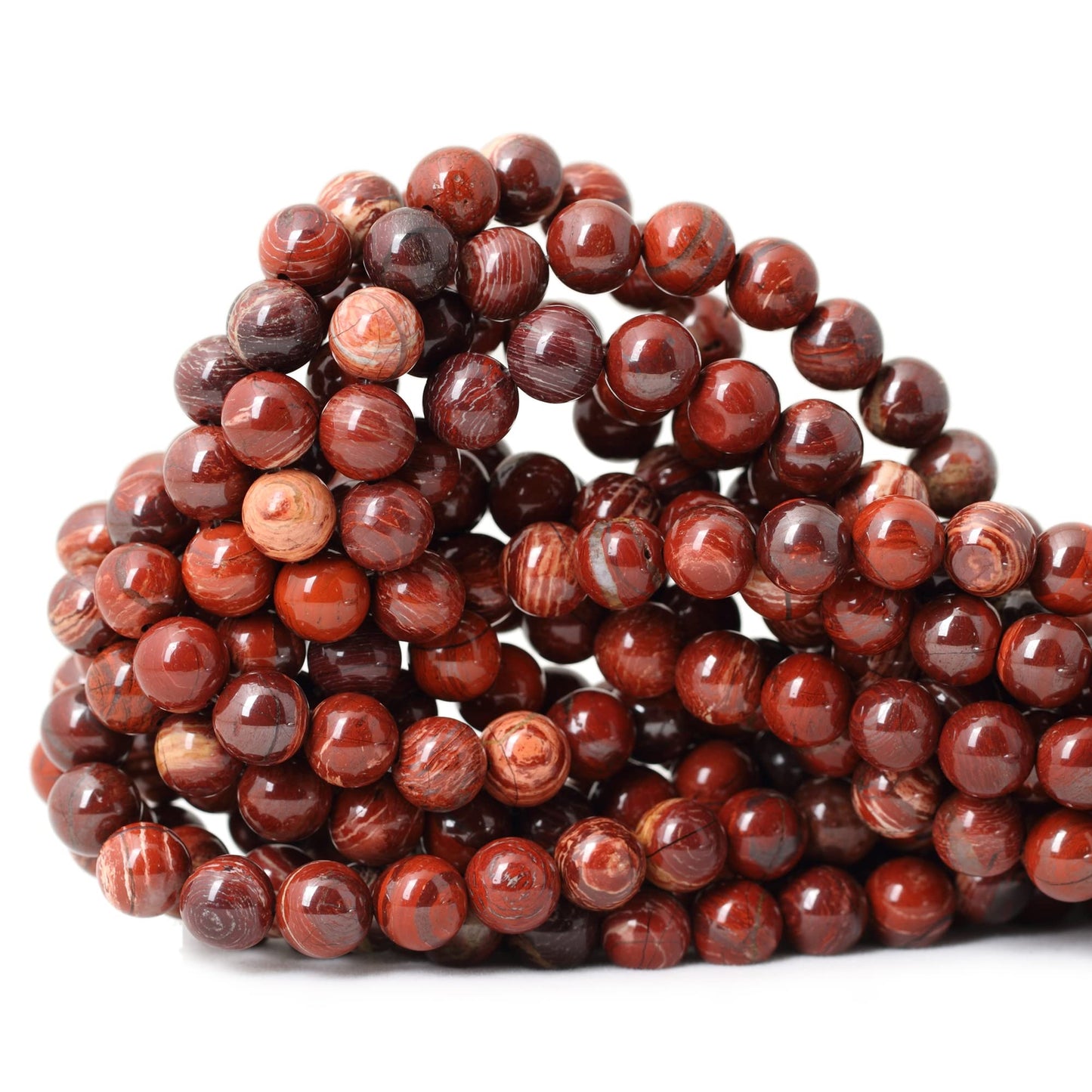 CHEAVIAN 45PCS 8mm Natural Red Snake Skin Jasper Round Loose Beads for Jewelry Making DIY Gifts Arts Crafts Materials 1 Strand 15"