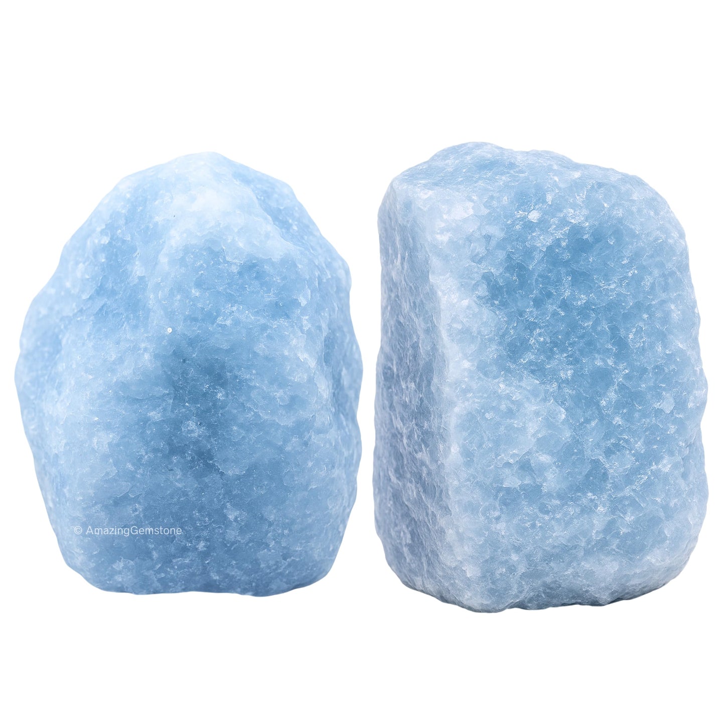 Amazing Gemstone Blue Calcite Crystal for Sleep Raw Crystals and Healing Stones, Natural Rocks for Tumbling - DIY Raw Stones and Crystals, 2 Pieces