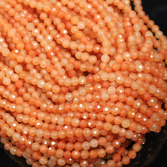 Song Xi 90pcs 4mm Natural Red Aventurine Gemstone Beads Faceted Round Loose Stone Beads for Jewelry Making (1 Strand)