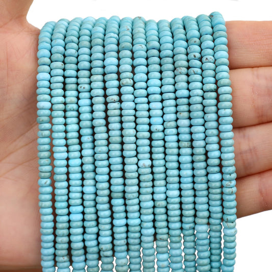 BONNY BOXX 1 Strand (150PCs) Natural 2 * 4mm Blue Turquoise Rondelle Beads, Natural Abacus Disk Stone Beads Loose Spacer Gemstone for DIY Bracelet Necklace Jewelry Making
