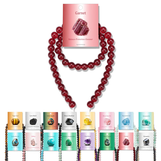 Vinswet 45pcs 8mm Garnet Natural Stone Beads Round Genuine Real Stone Beading Loose Gemstones DIY Smooth Bead for Bracelet Necklace Earrings Jewelry Making