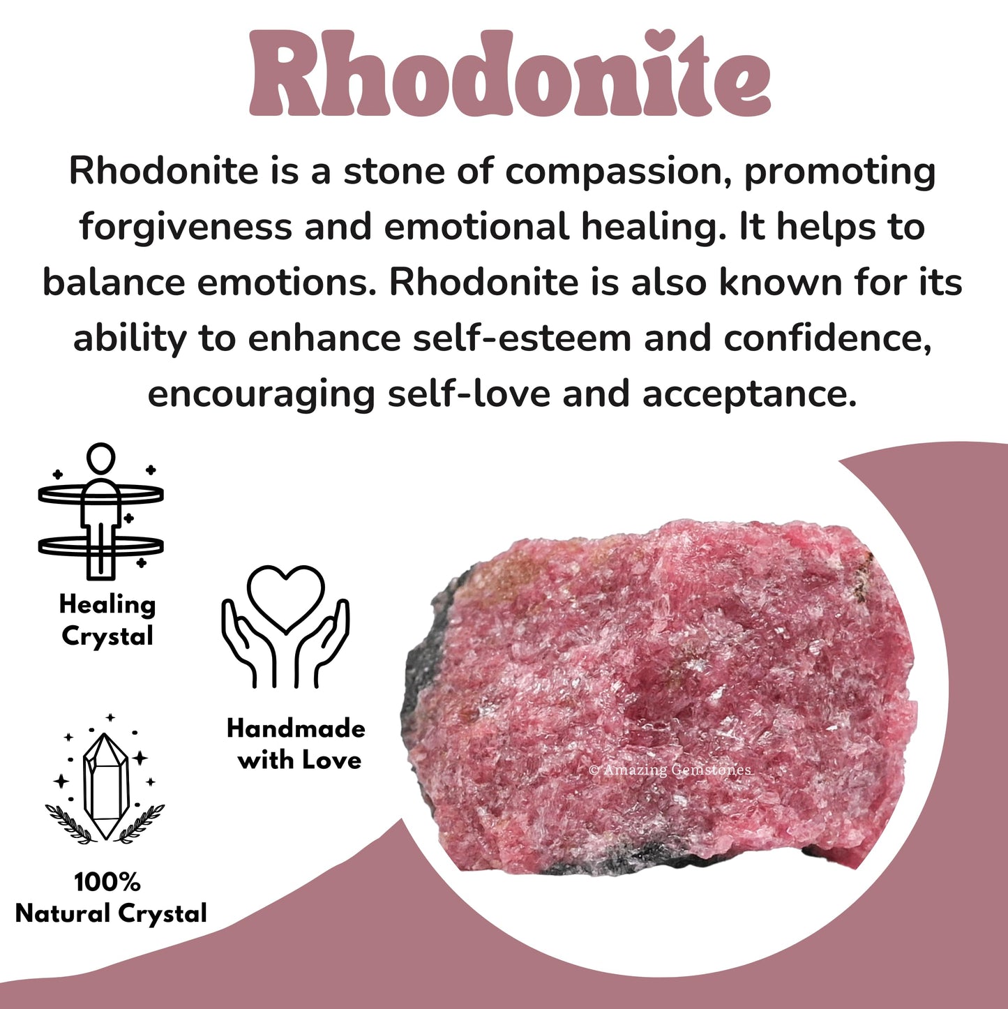 Amazing Gemstone 2 Pieces Rhodonite Raw Crystals and Healing Stones, Natural Rocks for Tumbling and DIY Raw Stones and Crystals
