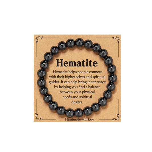 Gnamy Hematite Bracelet for Women, Healing Crystal Bracelet for Spiritual Healing Positive Energy Stress Relief, Natural Stone Stretch Beaded Bracelets Jewelry Birthday Gifts for Daughter Friends Girlfriend Her