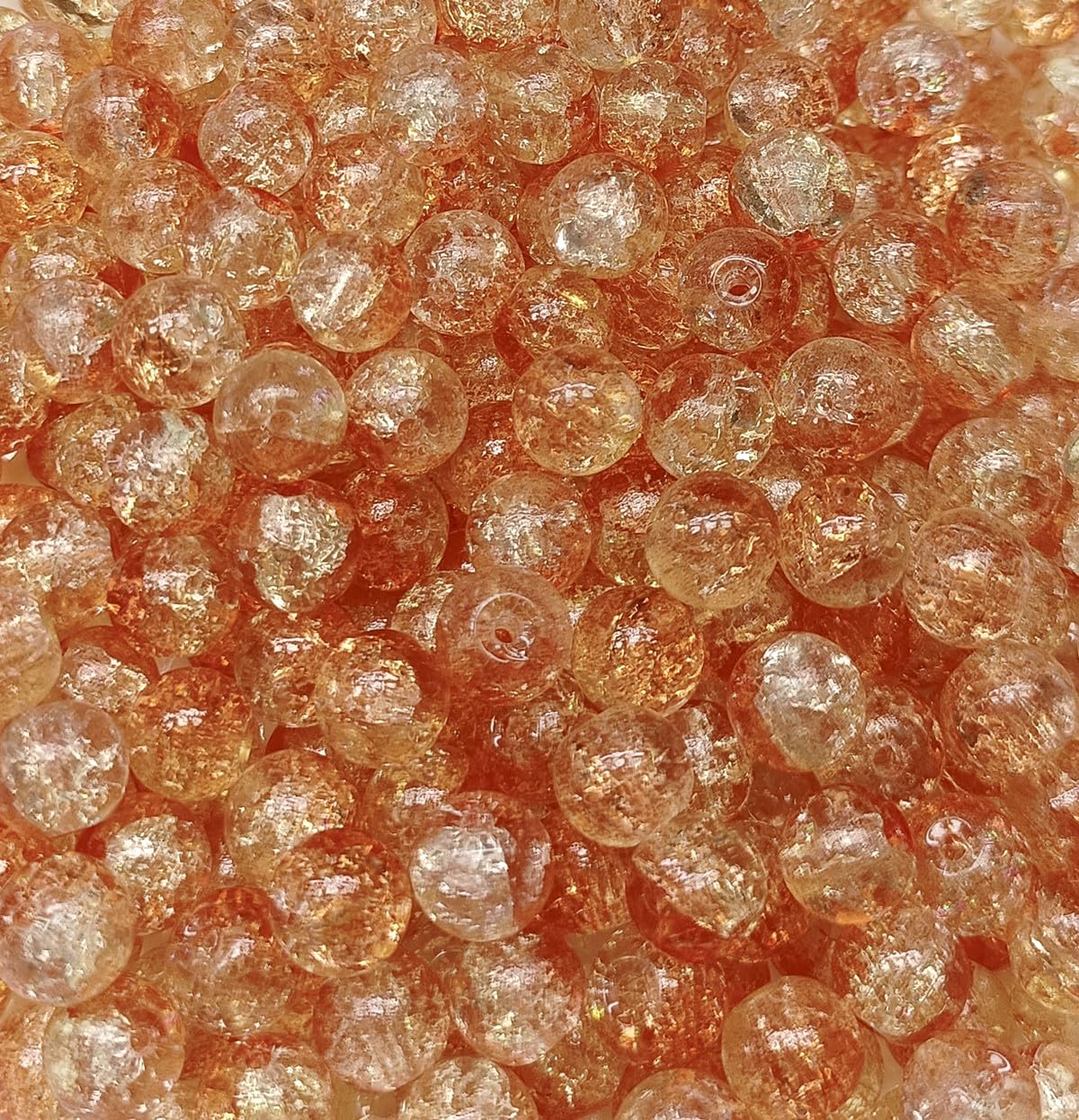 200PCS Glass Beads 8mm Glass Beads for Bracelets Necklaces Jewelry Making DIY Crafts (Orange Red Crackle)