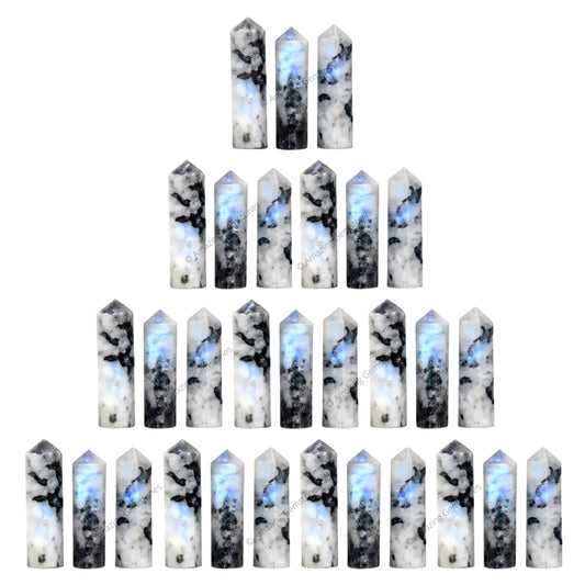 Amazing Gemstone Rainbow Moonstone Crystal Points Bulk Healing Crystals - Pack of 3 Single Terminated Healing Wand Point Bulk Crystals for Crafts, Crystal Grid, DIY Work - Premium Crystals