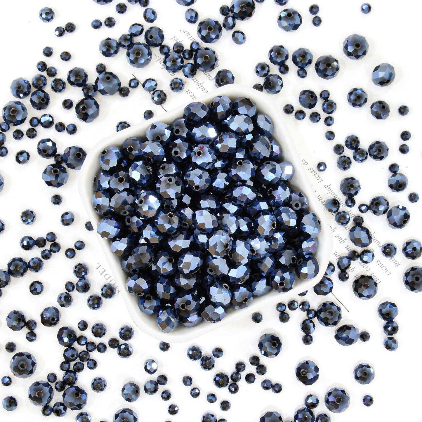 Laopottbeads 500Pcs 6mm Crystal Glass Beads for Jewelry Making Beads for Bracelets Necklace Pendants Making Supplies(Navy Blue)