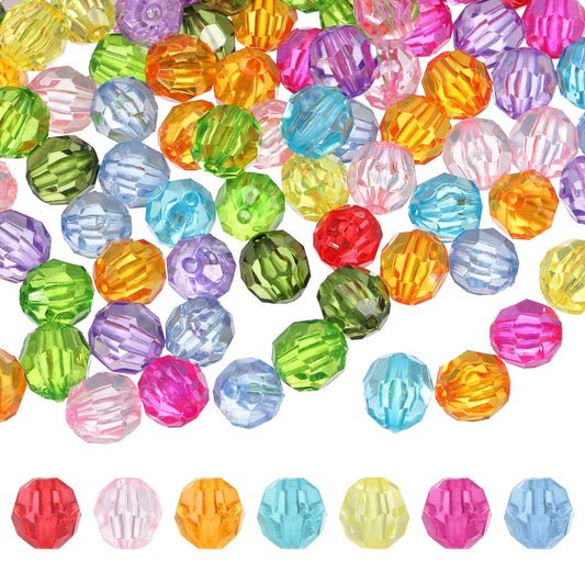 MECCANIXITY 400pcs Czech Faceted Bicone Beads 8mm Glass Spacer Bead Bulk for Jewelry Making & DIY Craft, Mixed Colors
