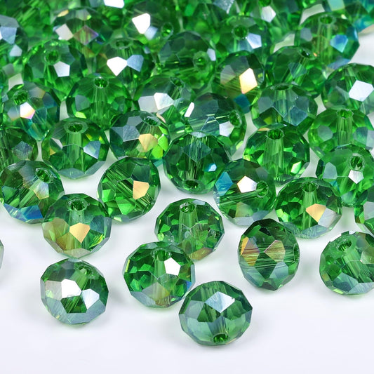 NITOPUPU 1000pcs 4mm Crystal Glass Beads for Jewelry Making Faceted Rondelle Flat Beads for Bracelets Necklace Earrings DIY Crafts (Green Crystal AB Bead)