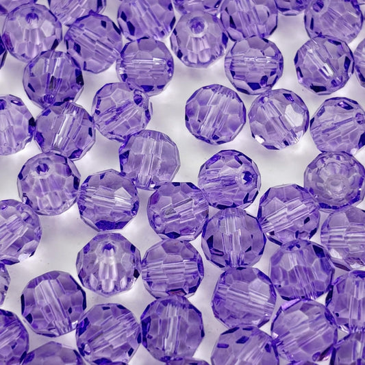 YUEXIGO 200pcs 6mm Round Crystal Glass Beads for Jewelry Making, Faceted Crystal Glass Spacer Beads for Bracelet Earring Necklace DIY Craft(Crystal Purple)