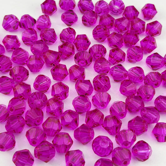Pinhoollgo 200pcs 6mm Bicone Crystal Glass Beads Faceted Bicone Crystal Beads Bulk Glass Spacer Beads for Bracelets Necklace Pendants Earrings DIY Jewelry Craft Making(Rose Red)