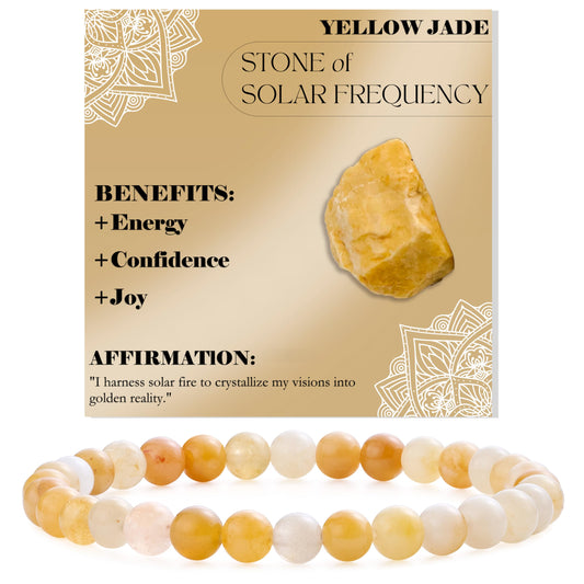 Bivei Yellow Jade-Optimism & Courage - 6mm Beaded Bracelets for Women Handmade Semi Precious Natural Stone Stretch Elastic Jewelry for Women Yoga Protection Gifts