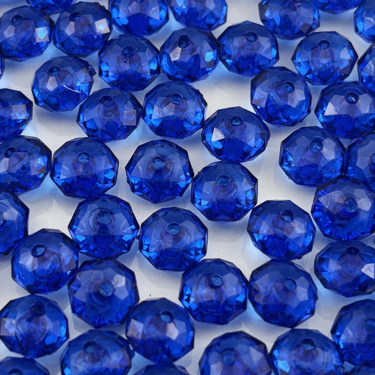 YHYPOCI 200pcs 10mm Acrylic Crystal Beads, Faceted Rondelle Acrylic Spacer Beads for Wind Chimes Bracelet Necklace Earring Keychain Jewelry Making DIY Crafts(Sapphire Blue)
