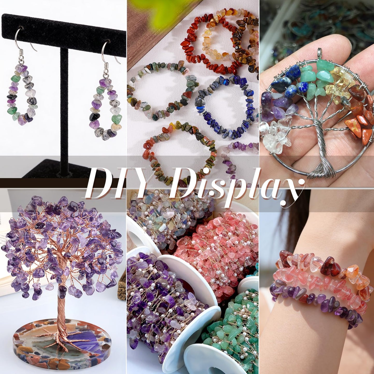 200pcs Natural Irregular Chip Stone Beads 5-8mm Pre-Drilled 30-inch Strand Semi-Precious Healing Crystal Beads for DIY Jewelry Making Bracelet Chakra Crafts Amethyst