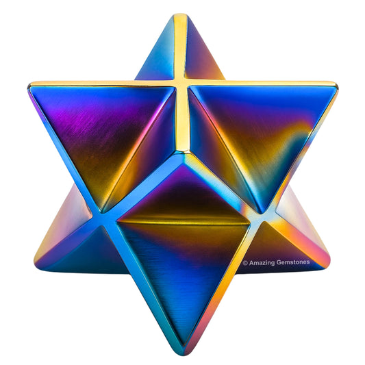 Amazing Gemstone Titanium Aura Quartz Merkaba Crystal - 1 Inches Metaphysical Merkaba Star for Meditation - Energetic Tetrahedron Crystal and Healing Stones and Healing (20-25mm)