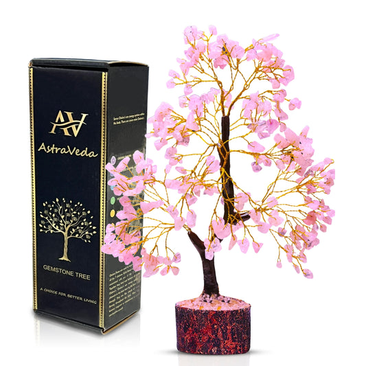 AstraVeda Rose Quartz Crystal Tree of Life - Chakra Feng Shui Tree with Positive Energy - Meditation Gift - 300 Beads