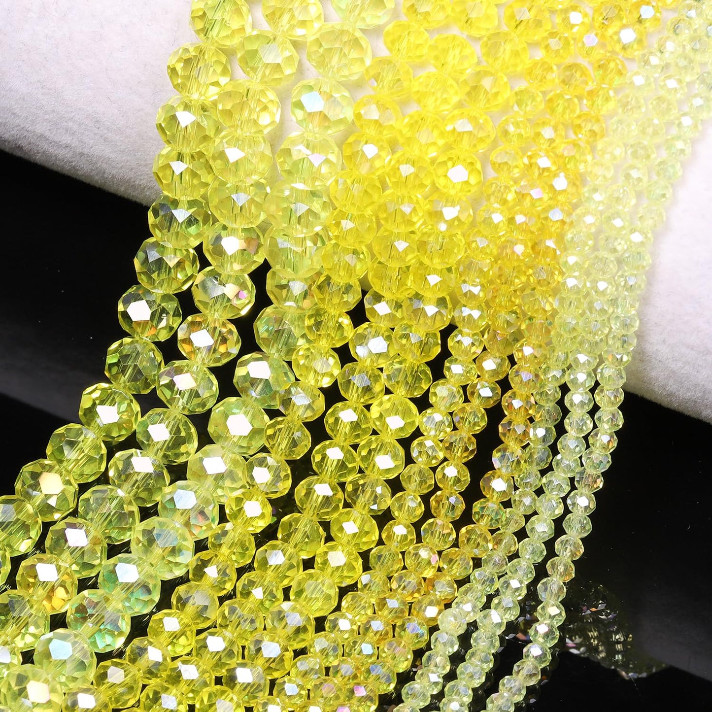 NITOPUPU 300pcs 8mm Crystal Glass Beads for Jewelry Making Faceted Rondelle Flat Beads for Bracelets Necklace Earrings DIY Crafts (Yellow Crystal AB Bead)
