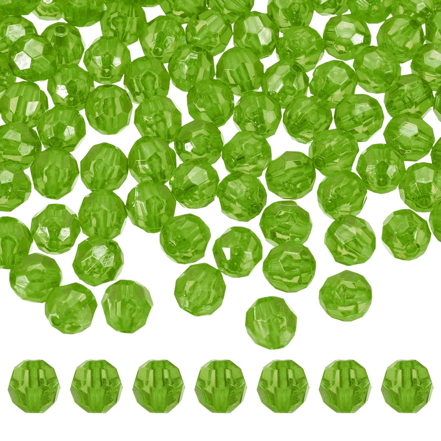 MECCANIXITY 400pcs Czech Faceted Bicone Beads 8mm Glass Spacer Bead Bulk for Jewelry Making & DIY Craft, Grass Green
