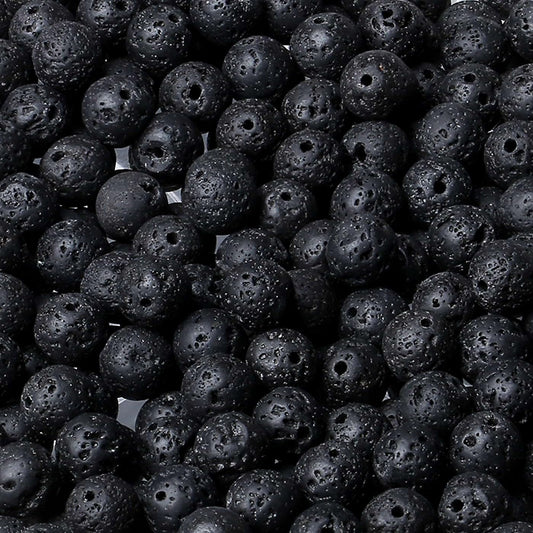 LAIDANLA Black Lava Beads 8mm Natural Stone Beads Round Loose Gemstone Stone Beads for DIY Bracelet Necklace Earrings Jewelry Making Polishing Genuine Real Beading Crystal 96PCS 2 Strand 32"