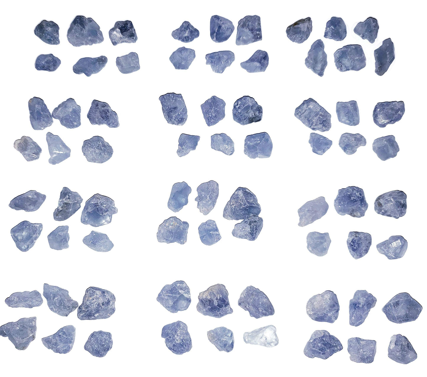 6pc Set Raw Celestite Celestine Small Rough Naturally Semi-Faceted & Semi-Translucent Healing Crystal Gemstone Specimen From Madagascar for Wire Wrapping, Meditation, & Metaphysical Uses