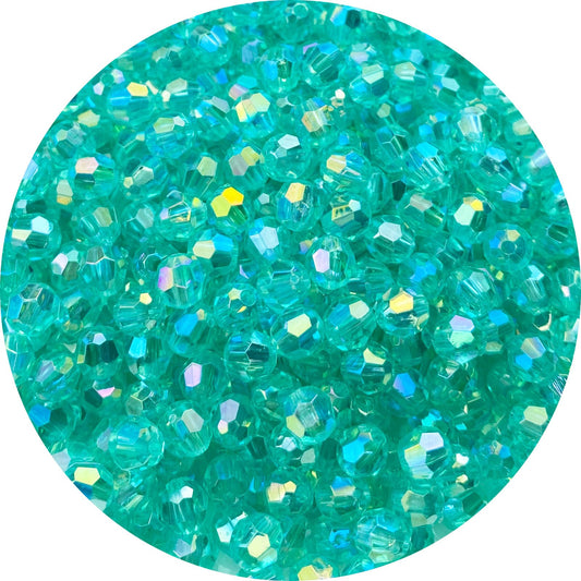 Tingoons 1000 PCS 6mm Acrylic Faceted Spacer Beads AB Color Glossy Round Loose Beads for Jewelry Making Bracelet Necklace Earring Ornament Wind Chimes Key Chains(Bluish Green AB)