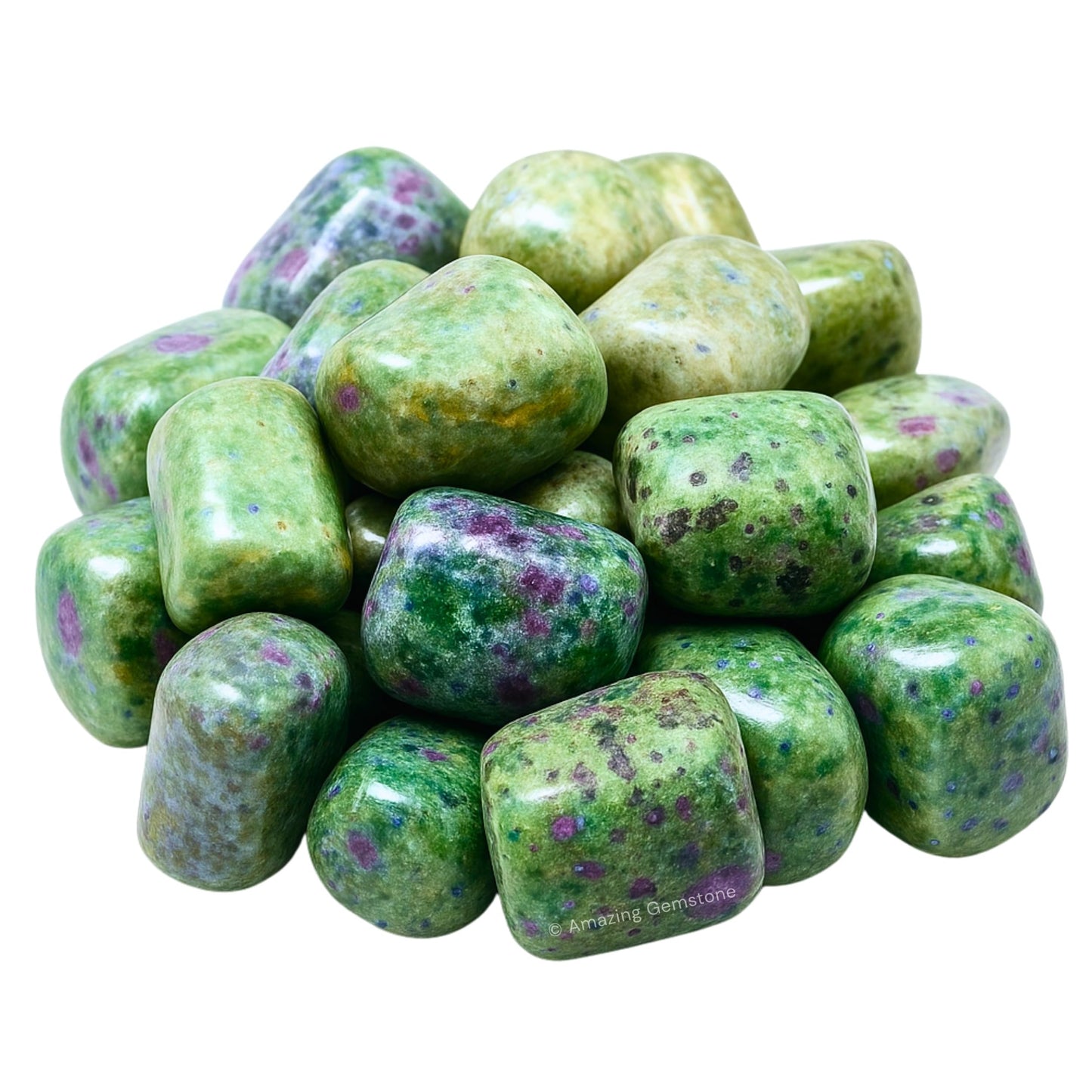 Amazing Gemstone Ruby Fuchsite Crystal Tumbled Stones Polished Rocks, 1 Oz - Natural Gem Stones for Healing - DIY Crystals for Protection