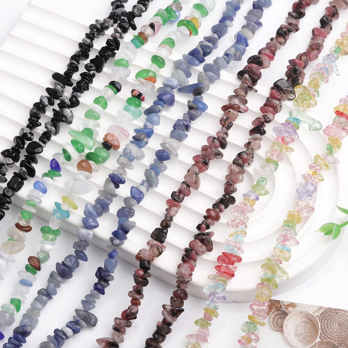 200pcs Natural Irregular Chip Stone Beads 5-8mm Pre-Drilled 30-inch Strand Semi-Precious Healing Crystal Beads for DIY Jewelry Making Bracelet Chakra Crafts Cherry Blossom Rain