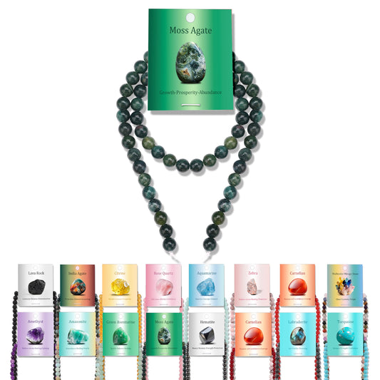 Vinswet 60pcs 6mm Moss Agate Natural Stone Beads Round Genuine Real Stone Beading Loose Gemstones DIY Smooth Bead for Bracelet Necklace Earrings Jewelry Making