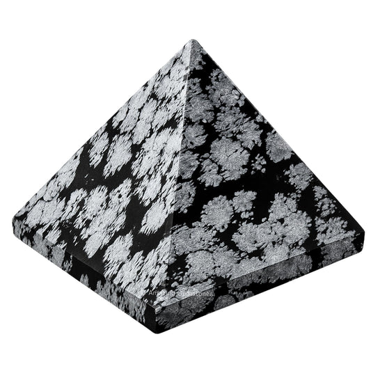 Amazing Gemstone Snowflake Obsidian Pyramid Crystal Healing Stones - 1.5" Great Pyramid Figurine of Natural Stone Pyramid for Meditation, Reiki, Chakra Balancing and Crystal Pyramids Grid