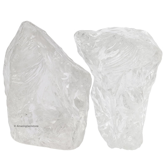 Amazing Gemstone 2 Pieces Premium Grade Clear Quartz Raw Crystals and Healing Stones, Natural Rocks for Tumbling and DIY Raw Stones and Crystals