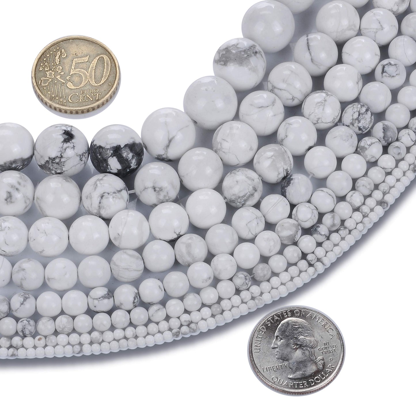 Natural Stone Beads 10mm White Howlite Gemstone Round Loose Beads Crystal Energy Stone Healing Power for Jewelry Making DIY,1 Strand 15"