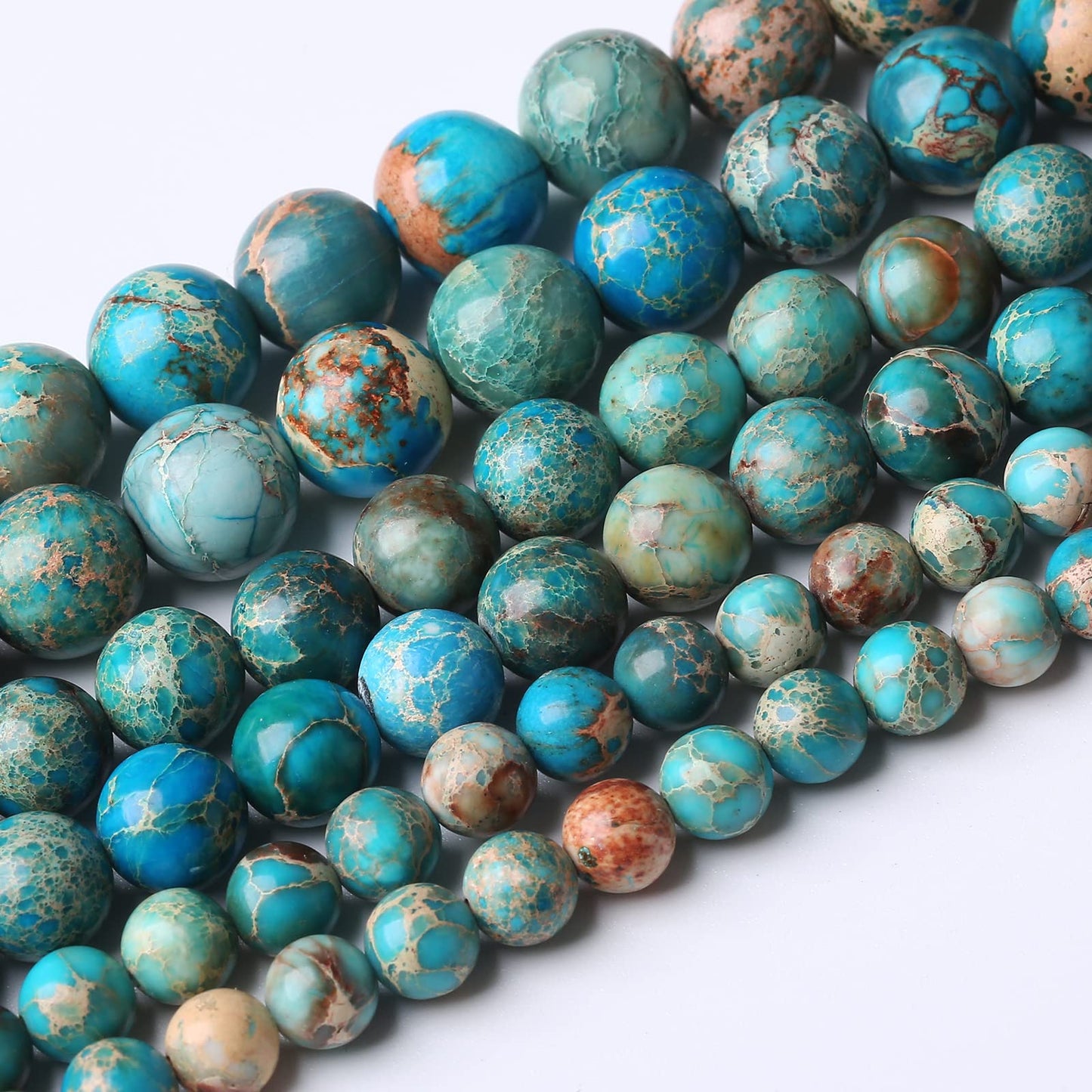 32PCS 12MM Natural Blue Imperial Jasper Stone Beads Round Shape Suitable for Jewelry DIY Bracelet 15 Inches