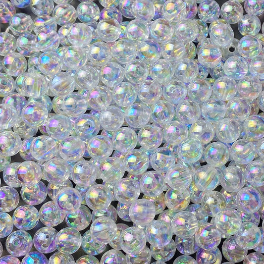 300 Pcs 8mm Acrylic Round Beads AB Colors Round Spacer Beads for Earring Bracelet Necklace Key Chains Jewelry DIY Craft Making(Clear AB)