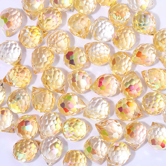 Twpribarn Crystal Beads, 50pcs Glass Beads, Assorted Crystal Beads for Jewelry Making, Shiny Teardrop Shape Jewelry Beads Glass Beads Bulk for DIY Craft Necklace Bracelet Earring(8x10mm, Gold)