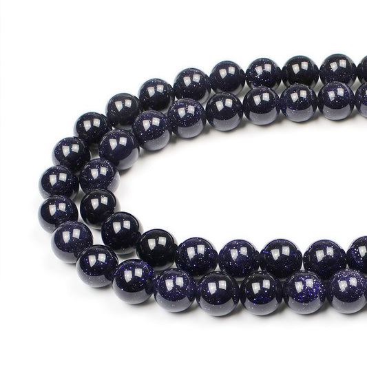 MJDCB Natural Stone Beads Blue Sand Stone Round Loose Beads for Jewelry Making DIY Bracelet Necklace (8mm)