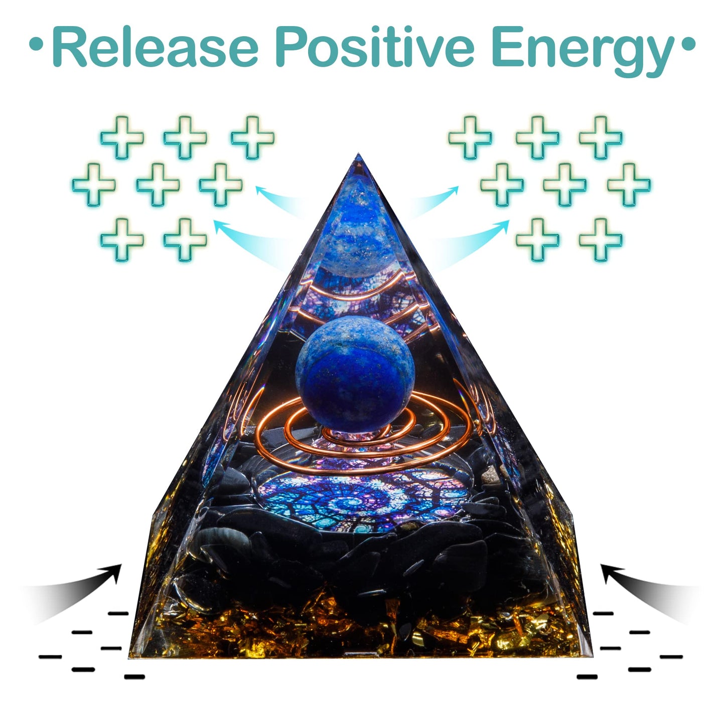 Orgone Crystal Pyramid, Lapis Lazuli Healing Crystal,Orgonite Protection Crystals Energy Generator for Attract Wealth Success and Prosperity