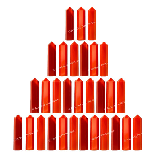 Amazing Gemstone Red Onyx Crystal Points Bulk Healing Crystals - Pack of 3 Single Terminated Healing Wand Point Bulk Crystals for Crafts, Crystal Grid, DIY Work - Premium Crystals for Beginners Gifts