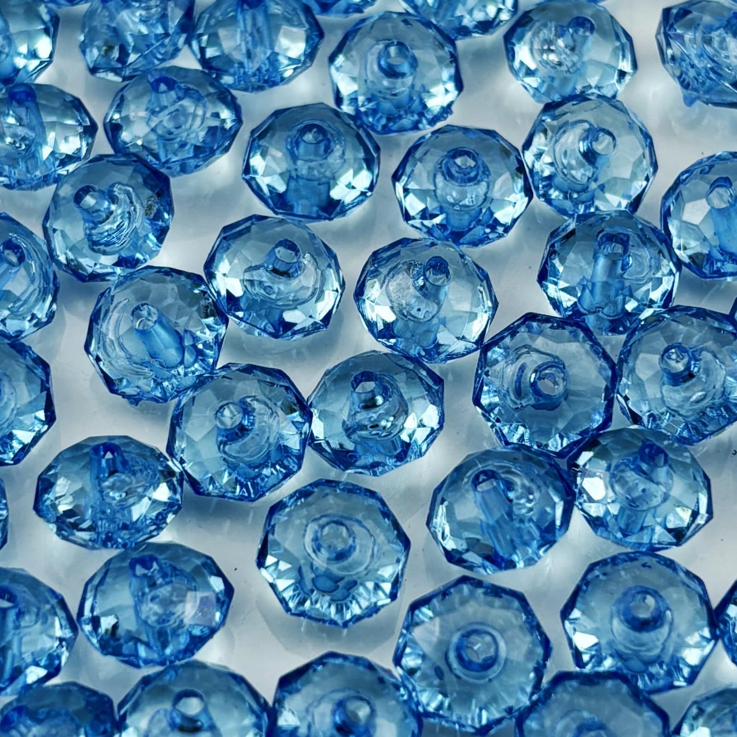 YHYPOCI 400pcs 8mm Acrylic Crystal Beads, Faceted Rondelle Acrylic Spacer Beads for Wind Chimes Bracelet Necklace Earring Keychain Jewelry Making DIY Crafts(Sky Blue)