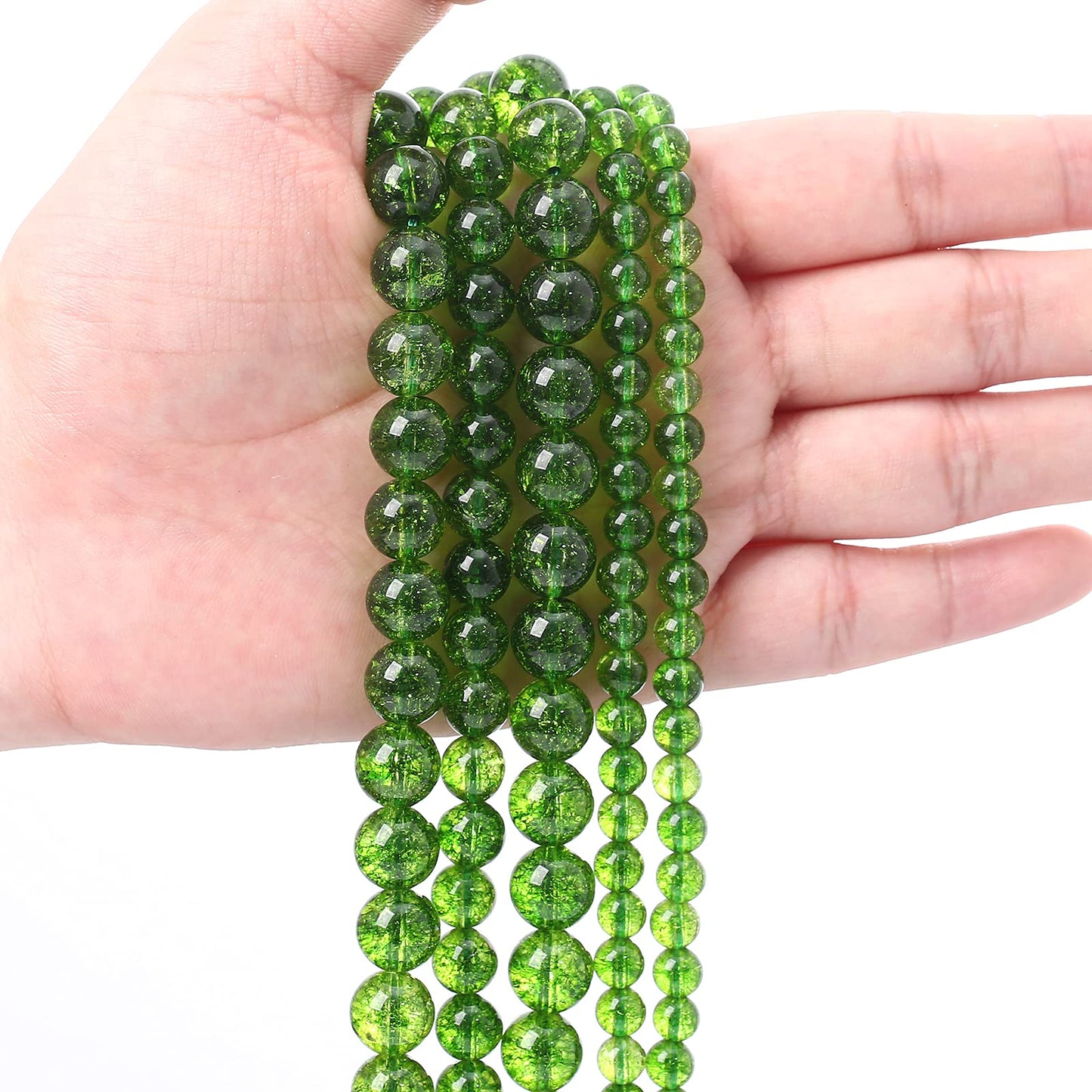 60PCS 6MM Beads Green Crystal Quartz Gem Energy Crystal Healing Jewelry Making Natural Stone Beads DIY(Green Crystal, 6MM)