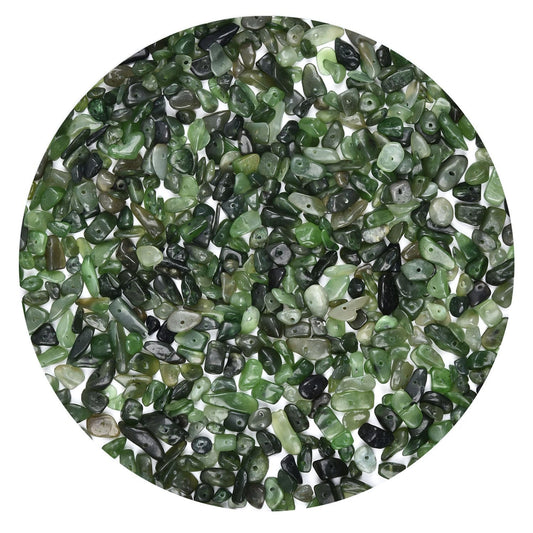 Natural Chip Stone Beads 450pcs Green Canada Jade Chips 5-8mm Genuine Real Irregular Healing Crystal Rocks Hole Drilled DIY Loose Gemstone Beads for Jewelry Making Bracelet Earrings Necklace Crafting
