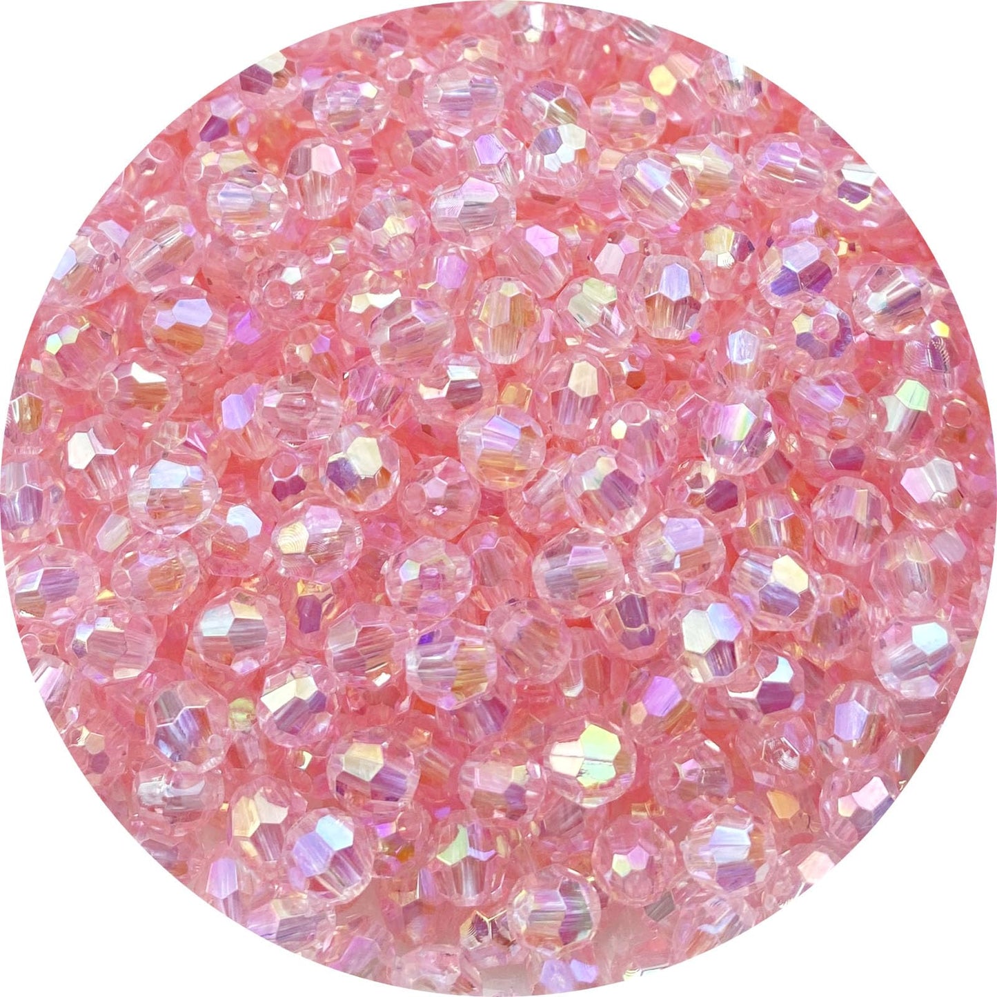 Tingoons 1000 PCS 6mm Acrylic Faceted Spacer Beads AB Color Glossy Round Loose Beads for Jewelry Making Bracelet Necklace Earring Ornament Wind Chimes Key Chains(Light Pink AB)